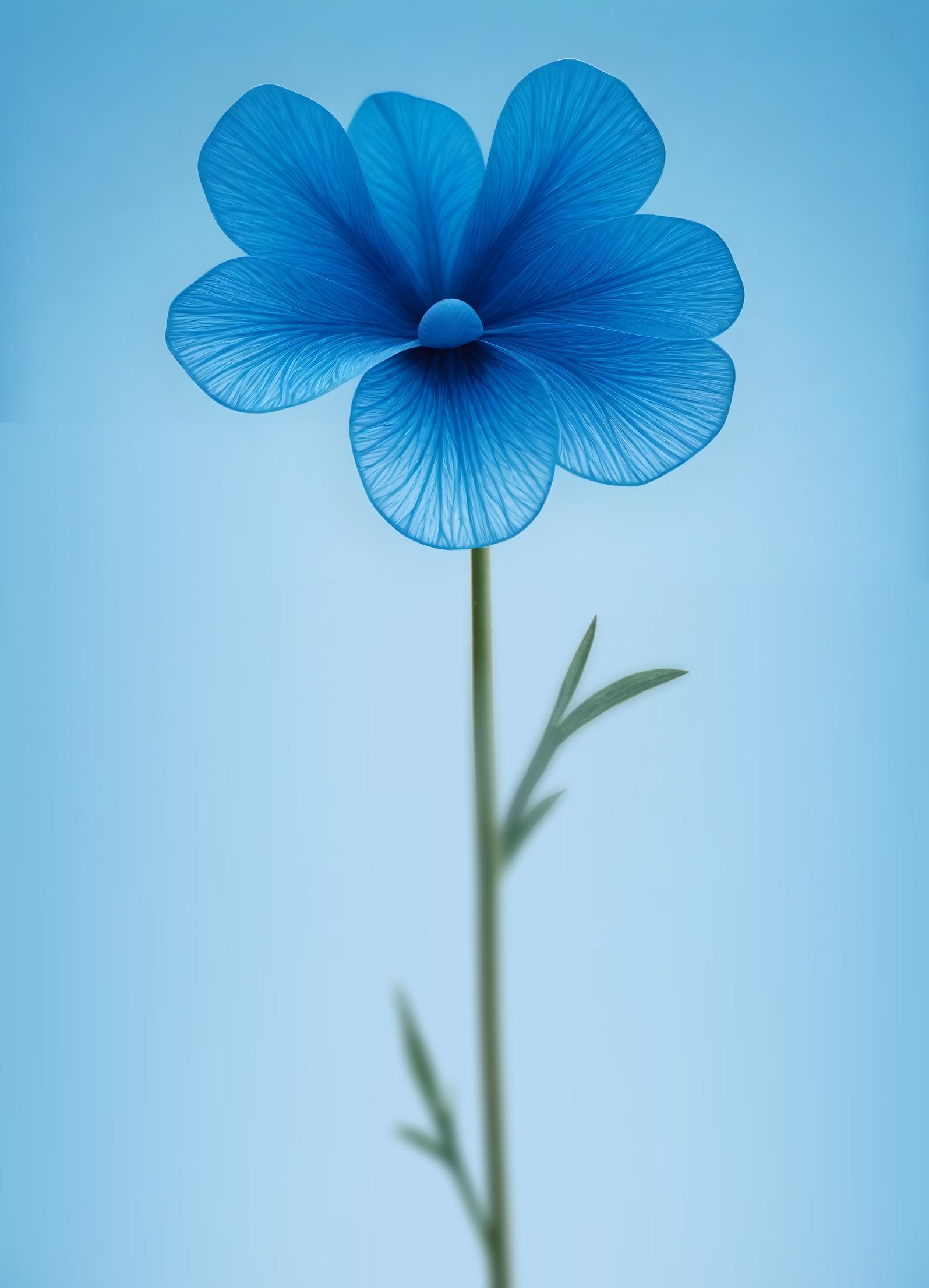 Calm blue background concept A large blue flower with close up clear petals Close-up of a blue flower in bloom